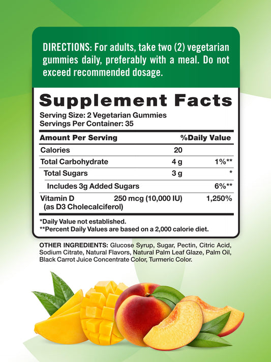 Front view of Nature's Truth Vitamin D3 Gummies peach mango flavor