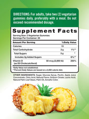 Close-up of pineapple-flavored Vitamin D3 gummy