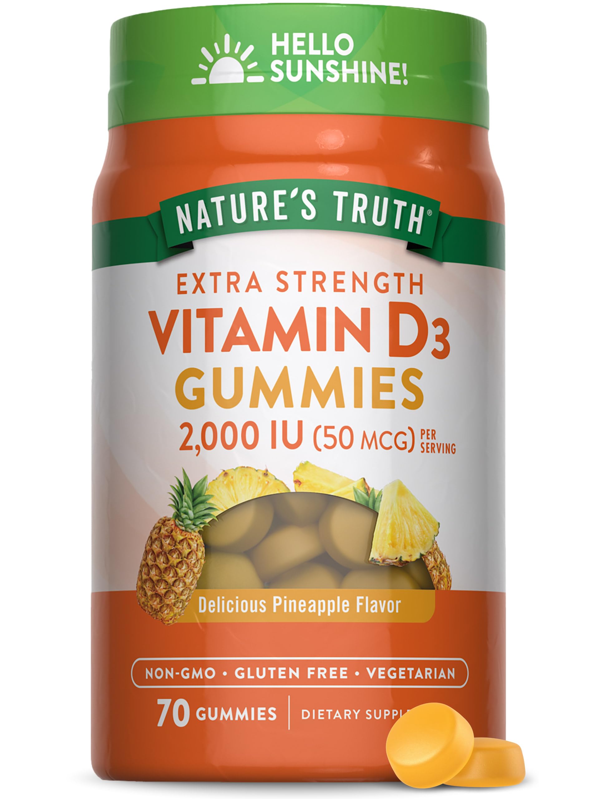 Nature's Truth Vitamin D3 Gummies bottle with pineapple flavor