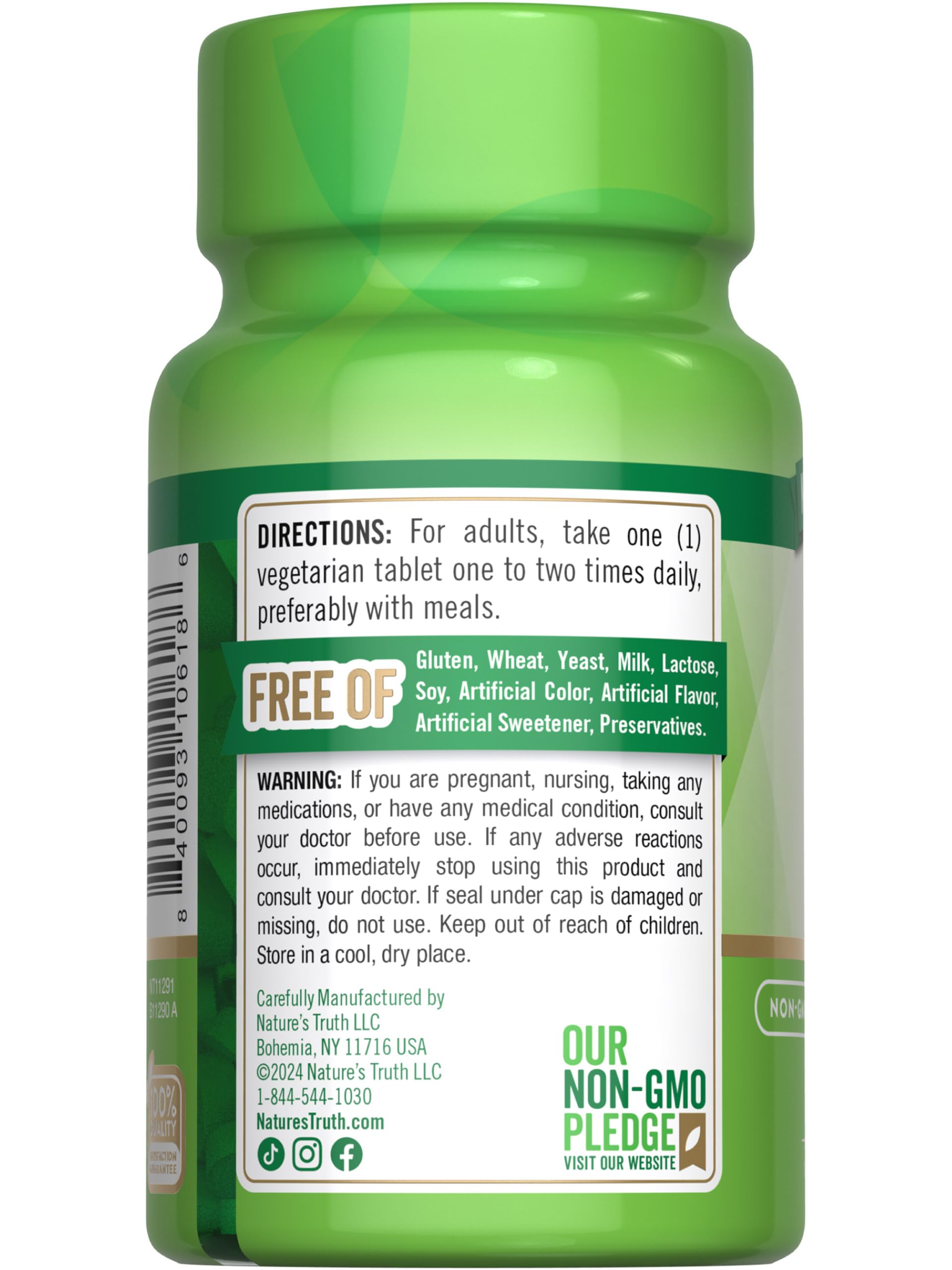 Nutrition facts label for Nature's Truth Vitamin D3 bottle