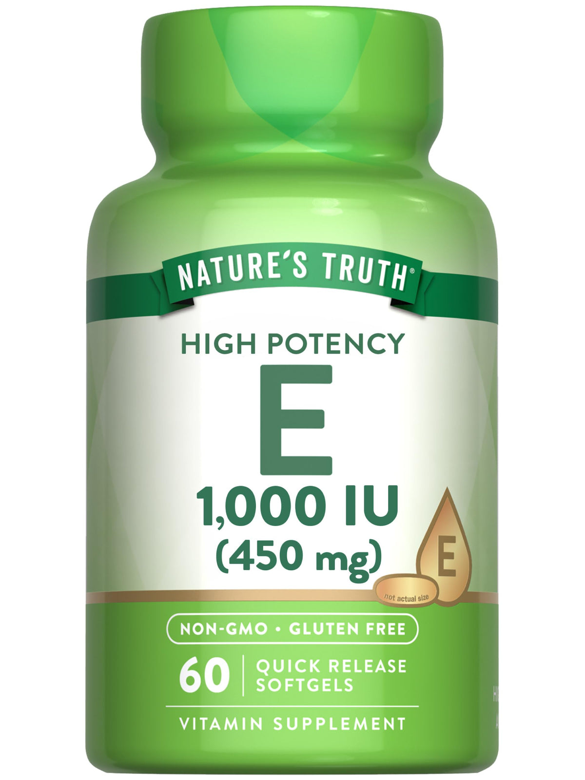 Nature's Truth Vitamin E Softgels bottle - front view