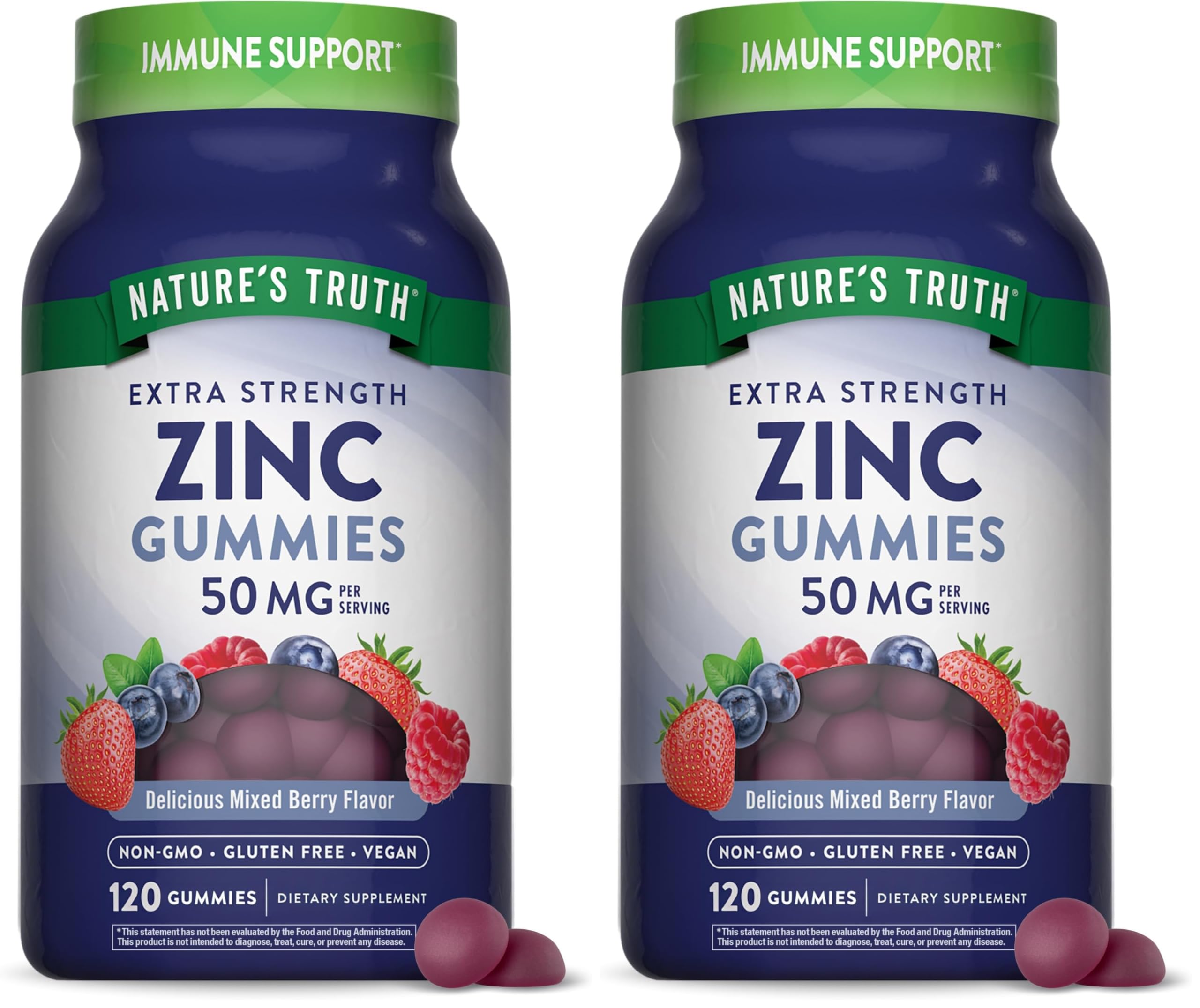 Nature's Truth Zinc Gummies for Adults bottle front view