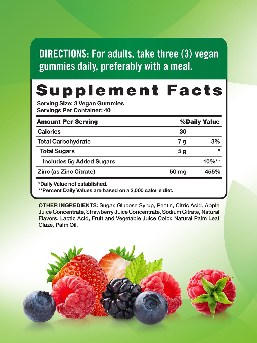 Close-up of mixed berry zinc citrate gummies