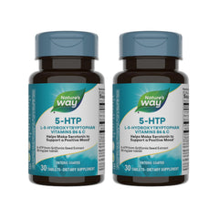 Nature's Way 5-HTP Griffonia bean extract front view on 2-pack bottle