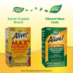 Label showing No Added Iron on Nature's Way Alive Max6 Potency Multivitamin