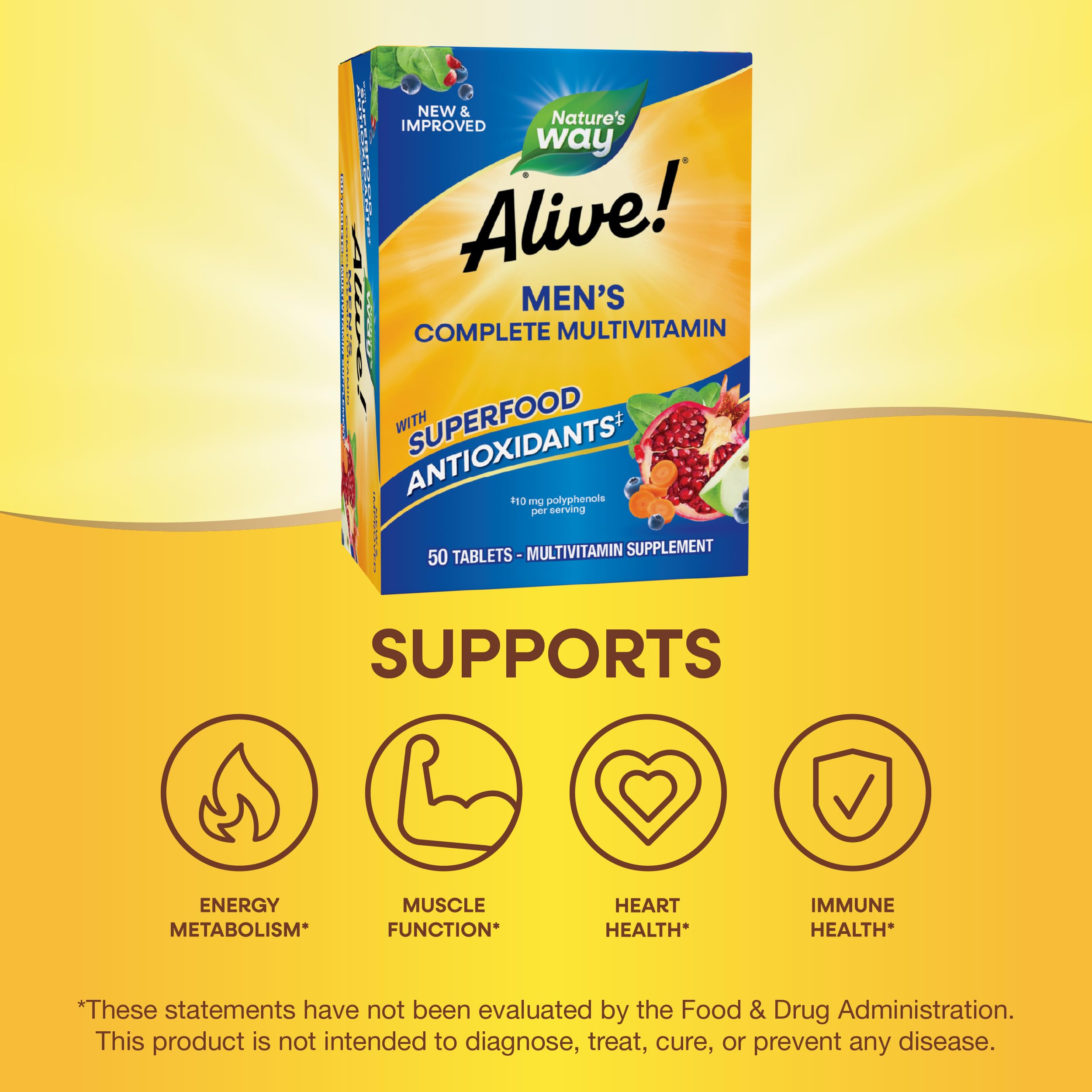Nutrition facts panel of Nature's Way Alive! Men's Multivitamin