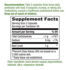Beet Root 500 mg vegetarian capsules, 100 capsules per bottle