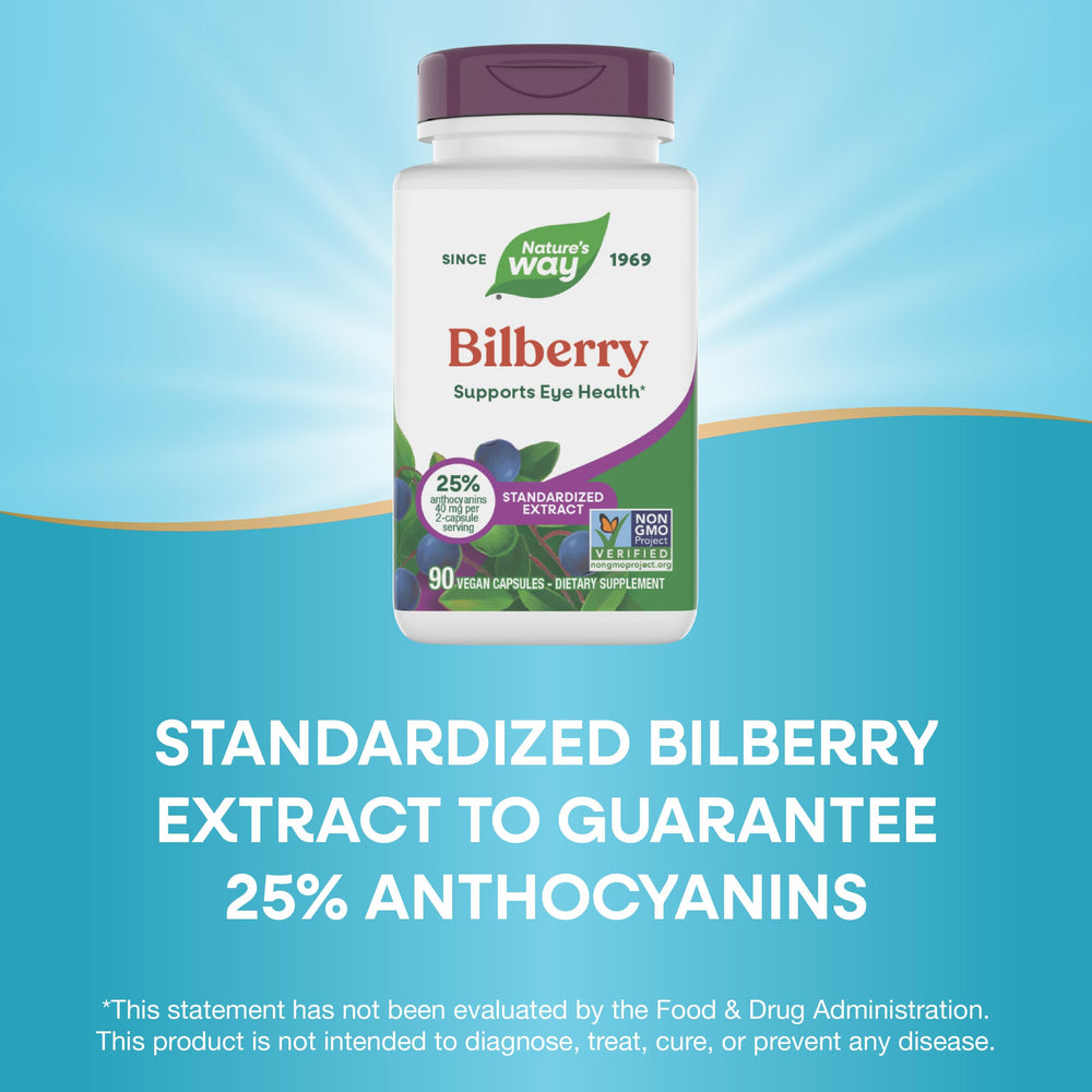 Ingredients label for Nature's Way Bilberry with Elderberry