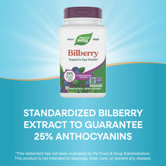 Ingredients label for Nature's Way Bilberry with Elderberry