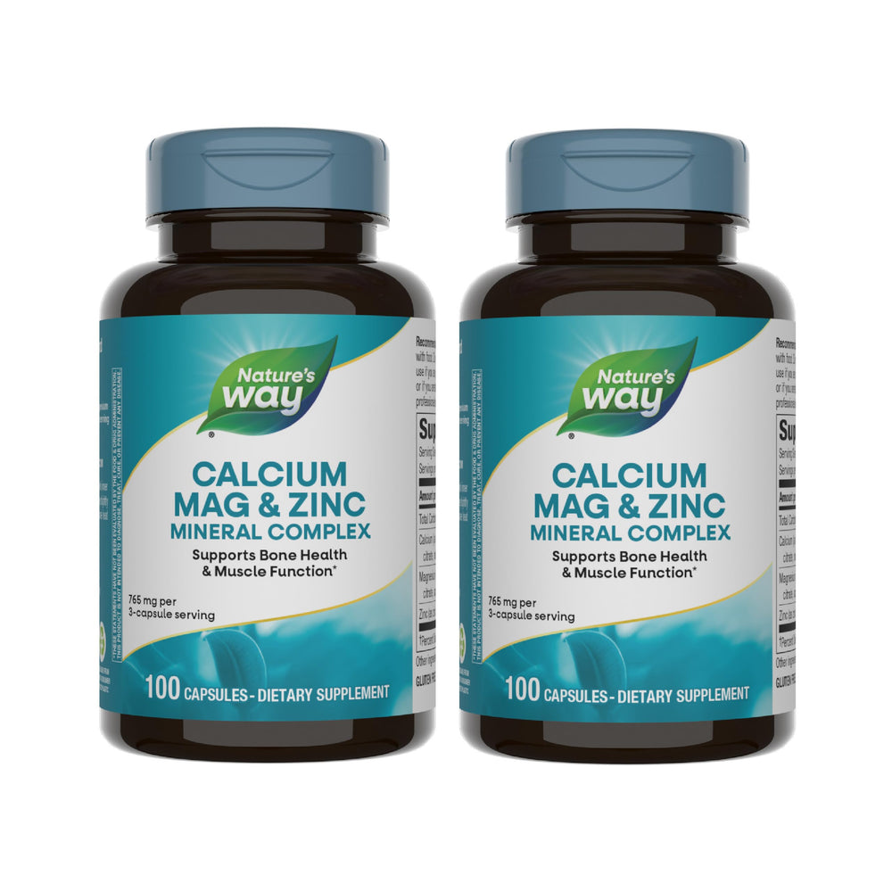 Bottle of Nature's Way Calcium Magnesium Zinc Mineral Complex with label