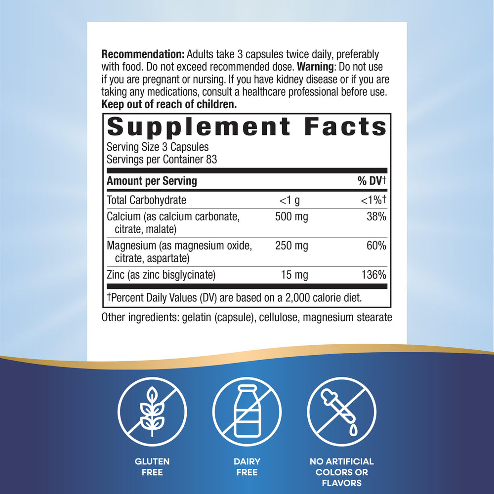 Nutrition facts panel on the bottle
