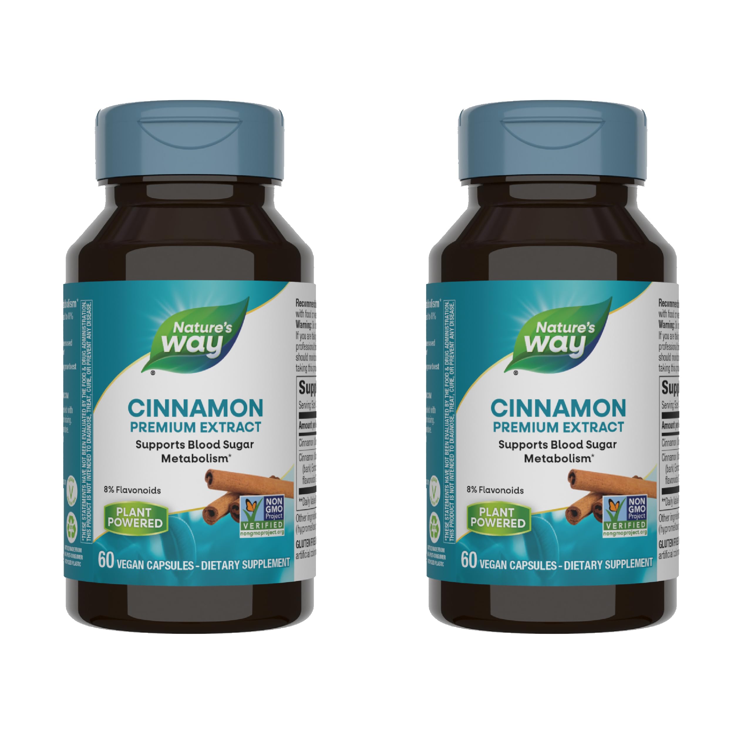 Bottle of Nature's Way Cinnamon Premium Extract with 60 Vcaps (Pack of 2)