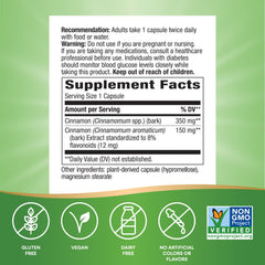 Close-up of Nature's Way Cinnamon Premium Extract capsules