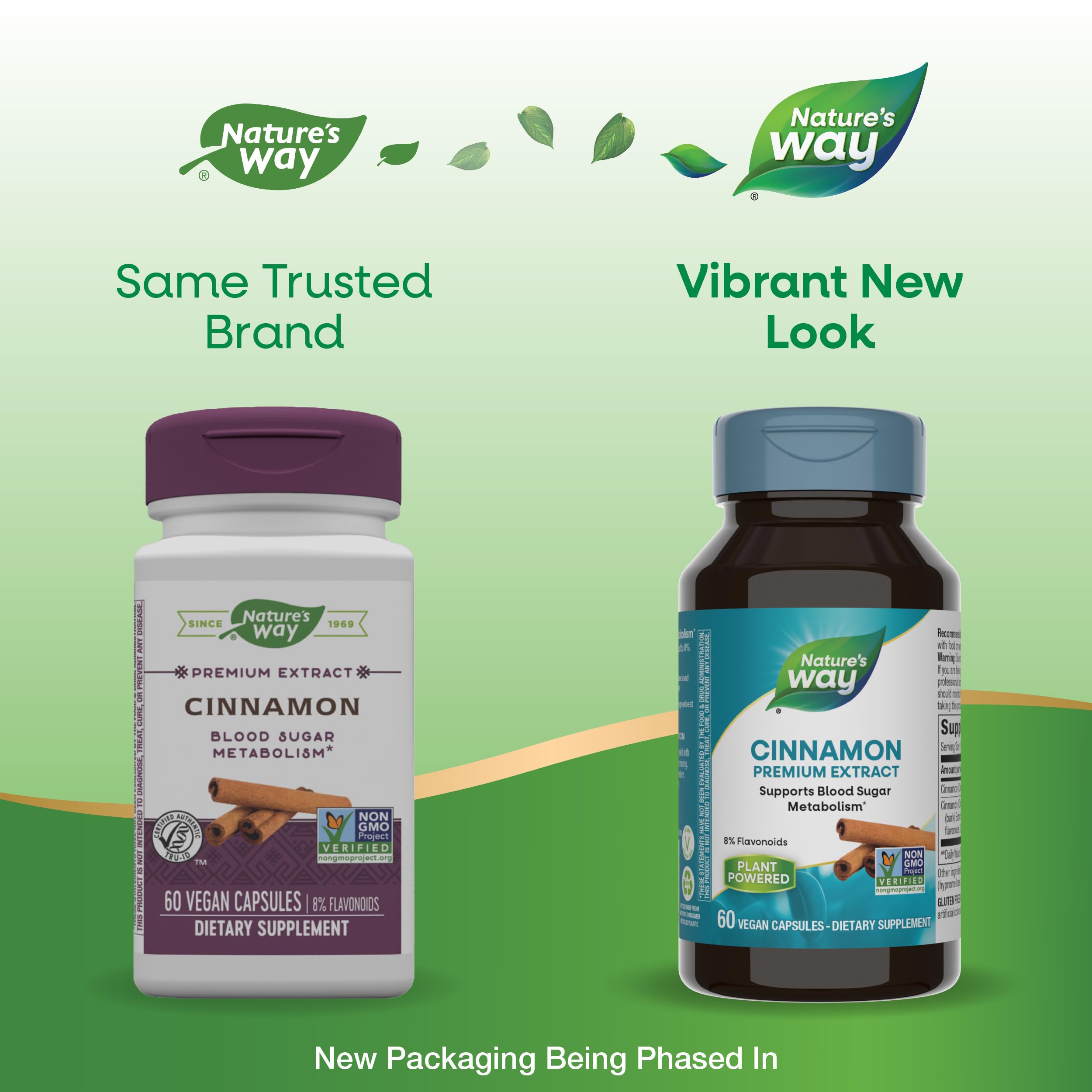Nature's Way Cinnamon Premium Extract label showing 8% flavonoids