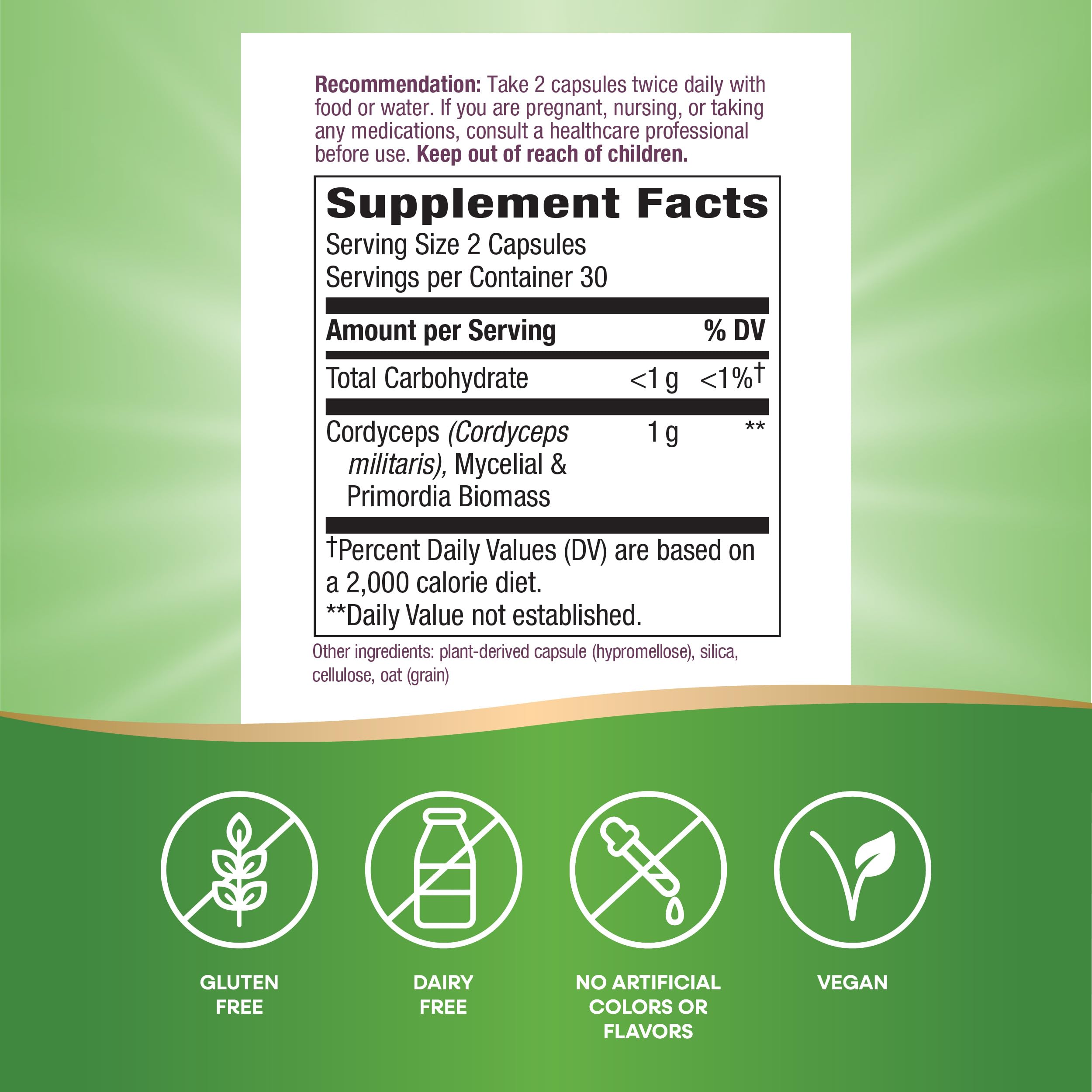 Bottle front of Nature's Way Cordyceps supplement