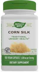 Bottle label showing 1,200 mg per 3-capsule serving for corn silk