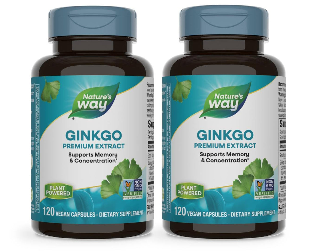 Nature's Way Ginkgo 120 capsules bottle front view