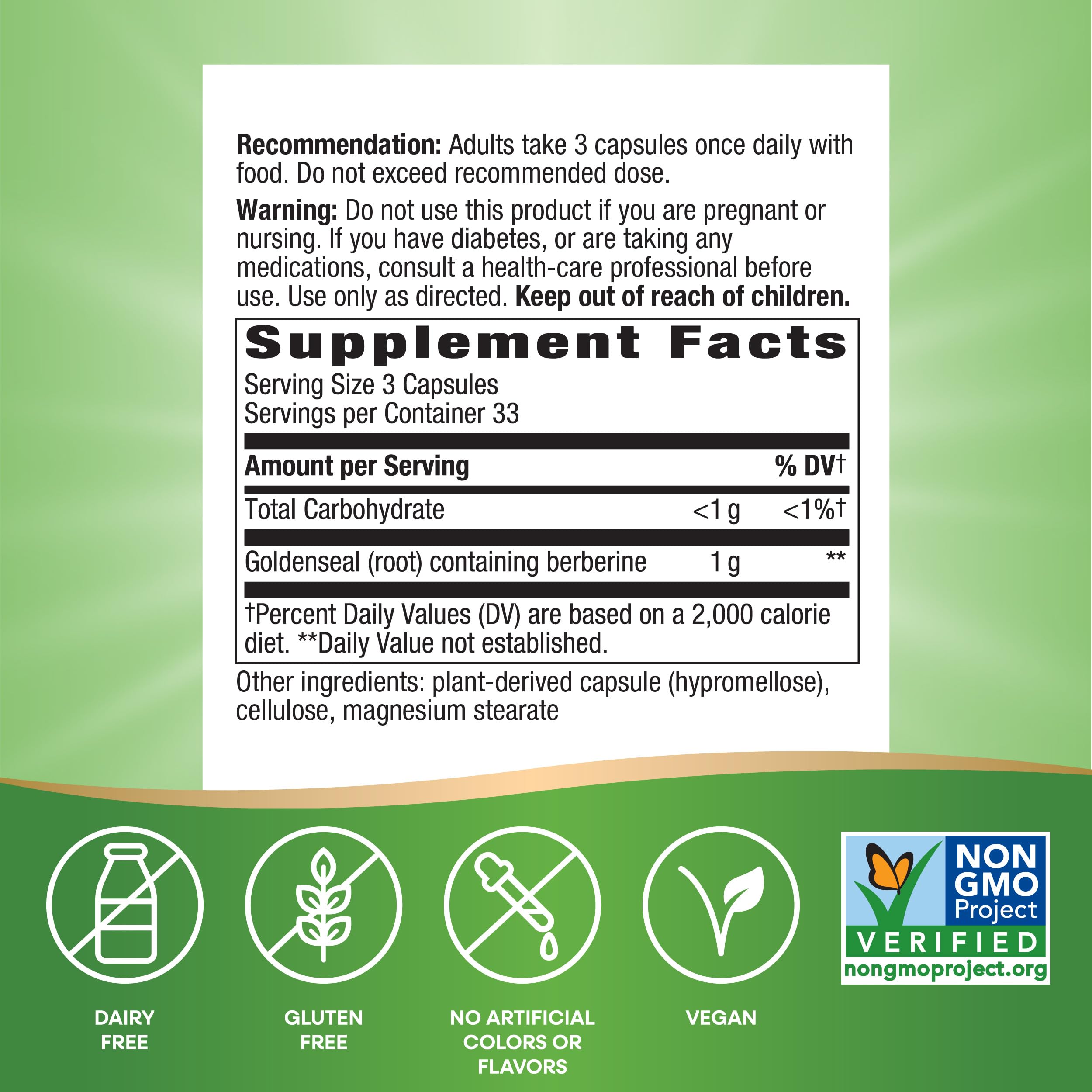 Non-GMO Project Verified, vegan and gluten-free labeling