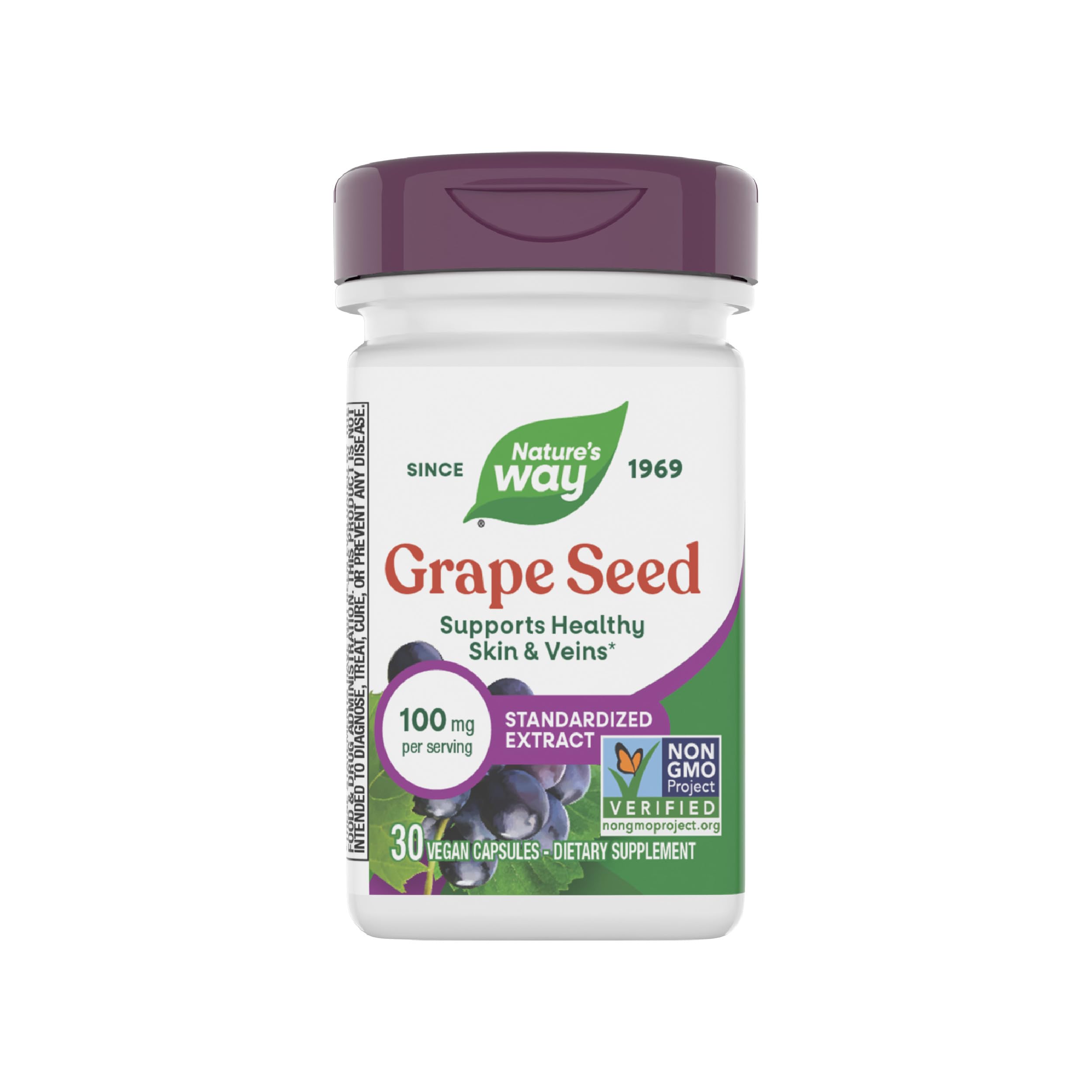 Bottle of Nature's Way Grape Seed Standardized Extract label