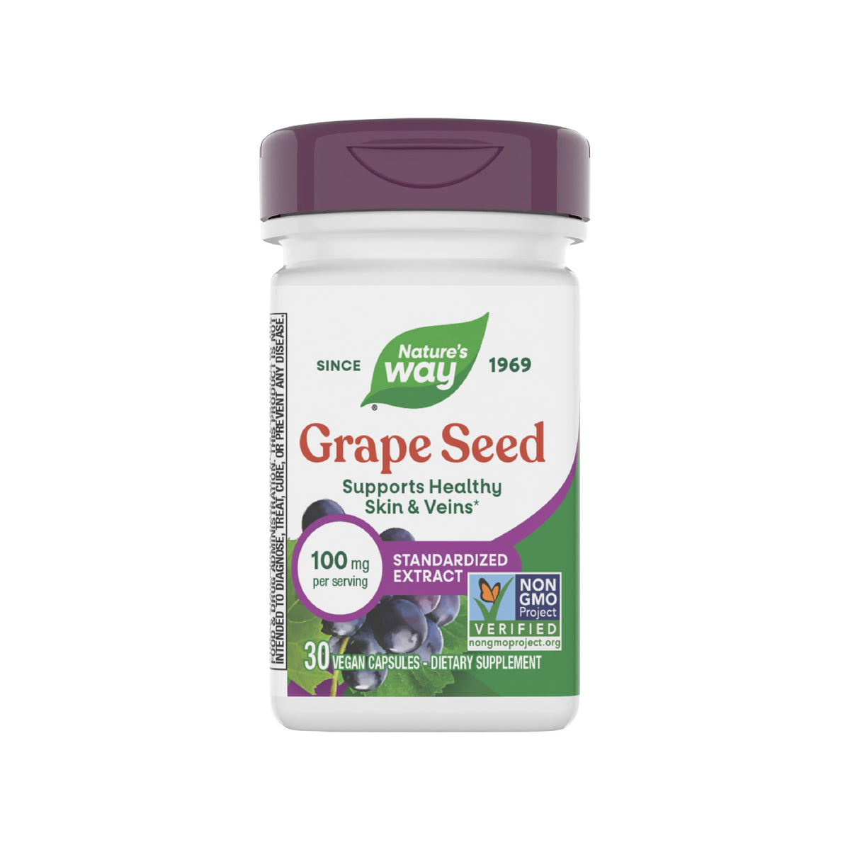 Bottle of Nature's Way Grape Seed Standardized Extract label