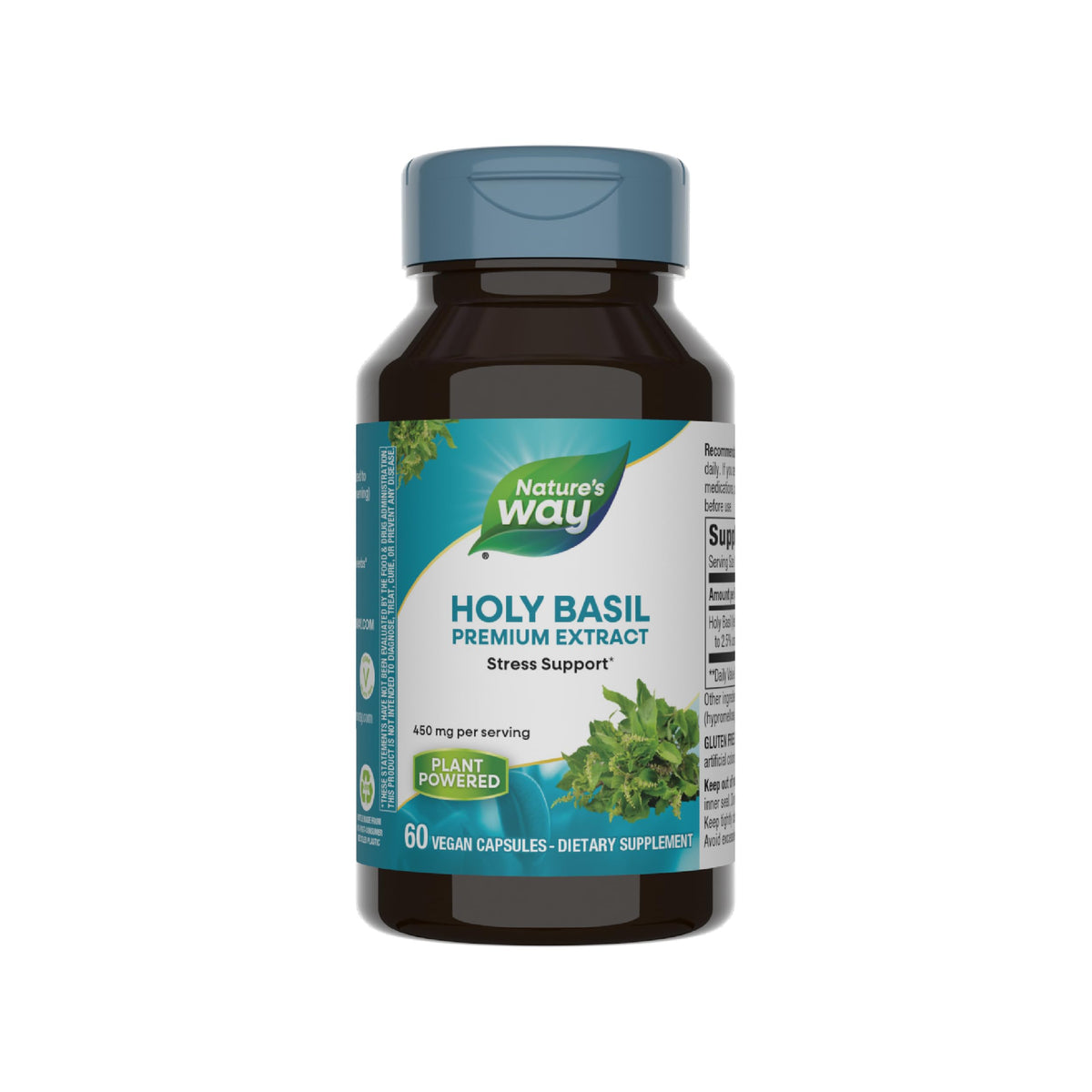 Nature's Way Holy Basil Premium Extract capsules, 450 mg per serving, 60 vegan capsules