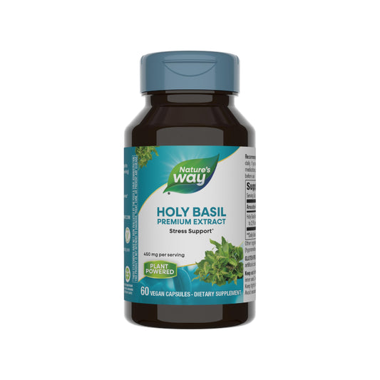 Nature's Way Holy Basil Premium Extract capsules, 450 mg per serving, 60 vegan capsules