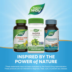 Packaging showing vegan and gluten-free attributes for Nature's Way Hops Flowers