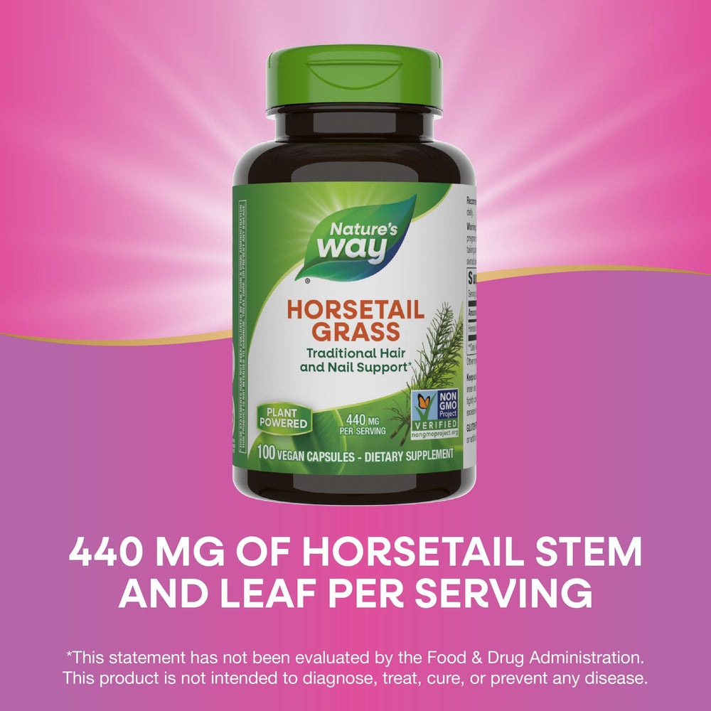 Horsetail Grass capsules inside the Nature's Way bottle