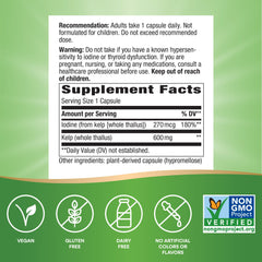 Close-up of Nature's Way Kelp bottle label