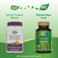 Nature's Way Leg Veins 6-herb blend close-up with botanicals.