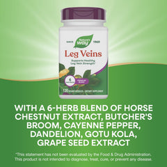 Gluten-free and vegan labeling on Nature's Way Leg Veins packaging