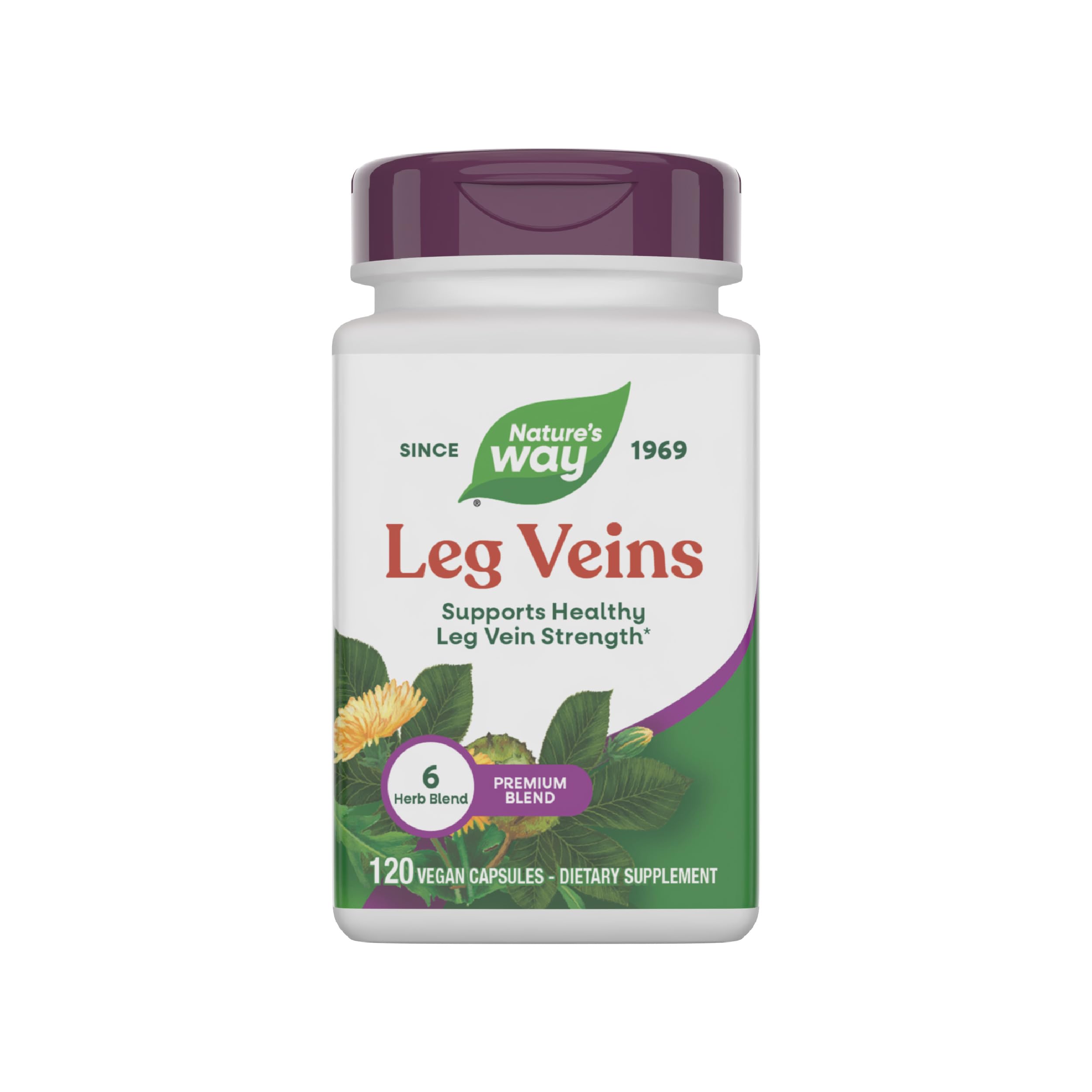 Hero image: Nature's Way Leg Veins bottle with 120 vegan capsules