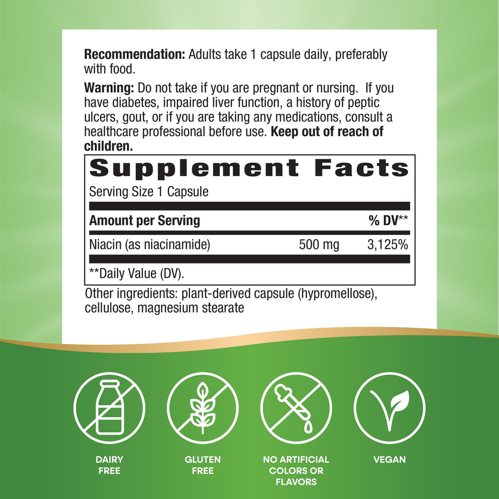 Nature's Way Niacinamide bottle - back label