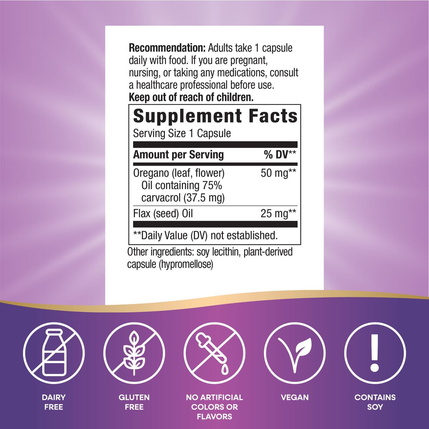 Nature's Way Oregano Oil label