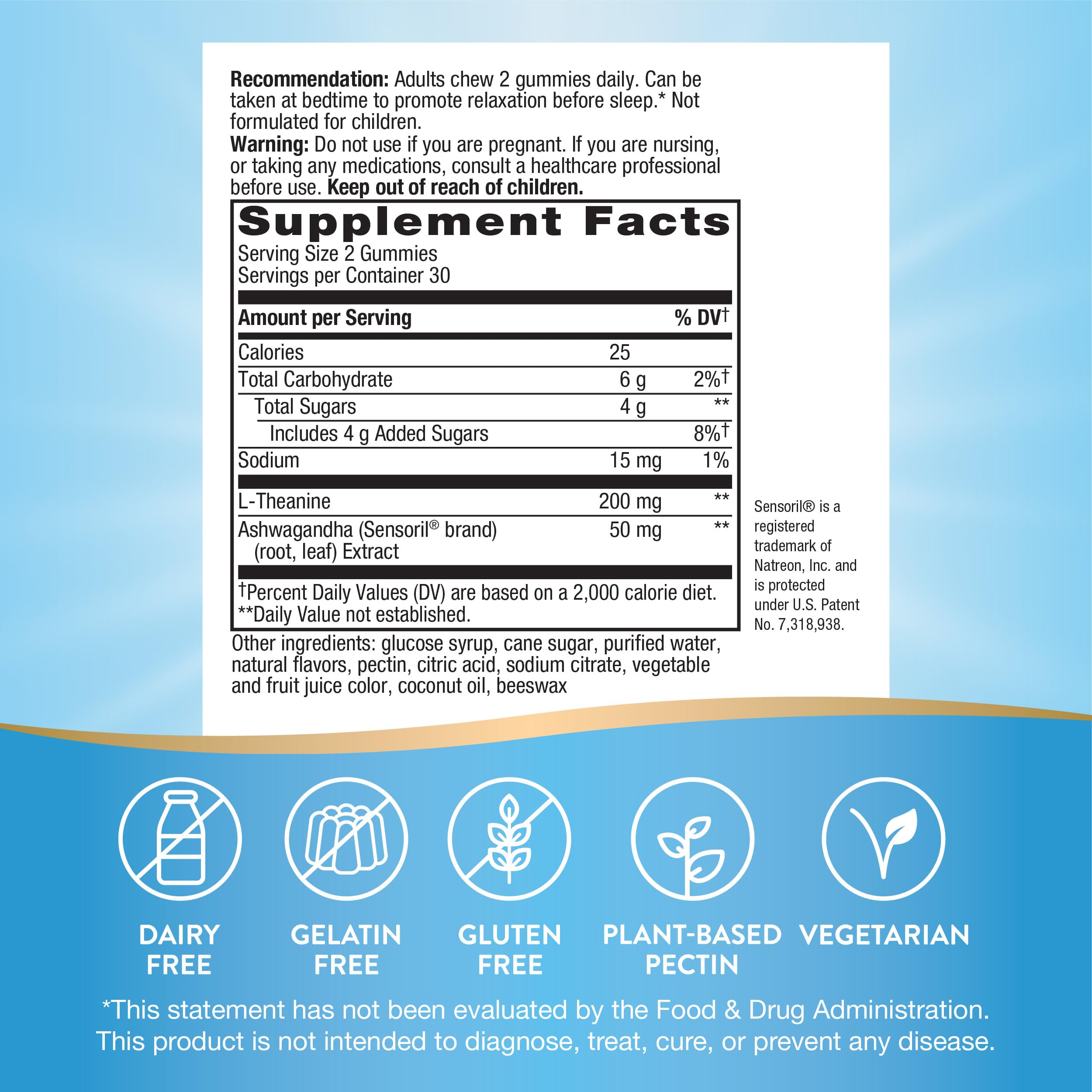 Back packaging showing directions and details for Nature’s Way Quick Calm Gummies