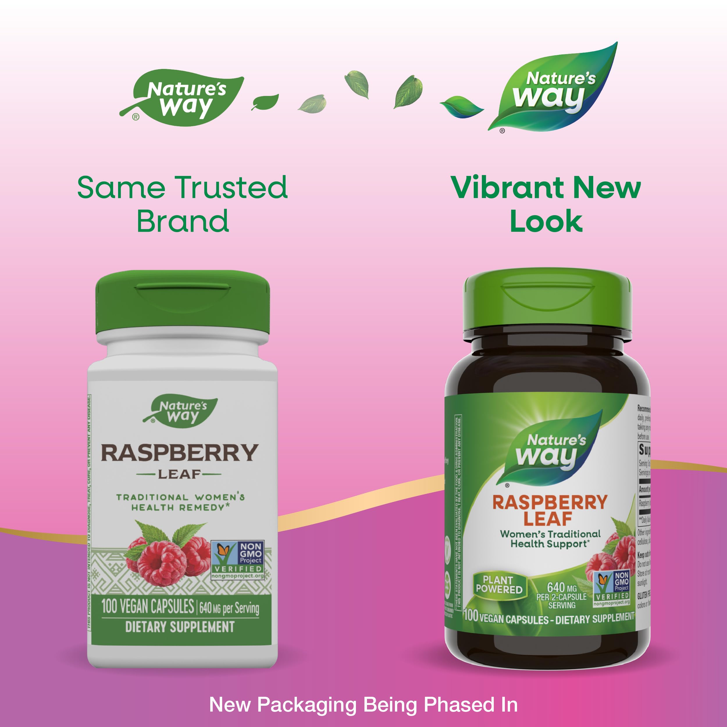 Gluten-free and vegan certification icons on bottle