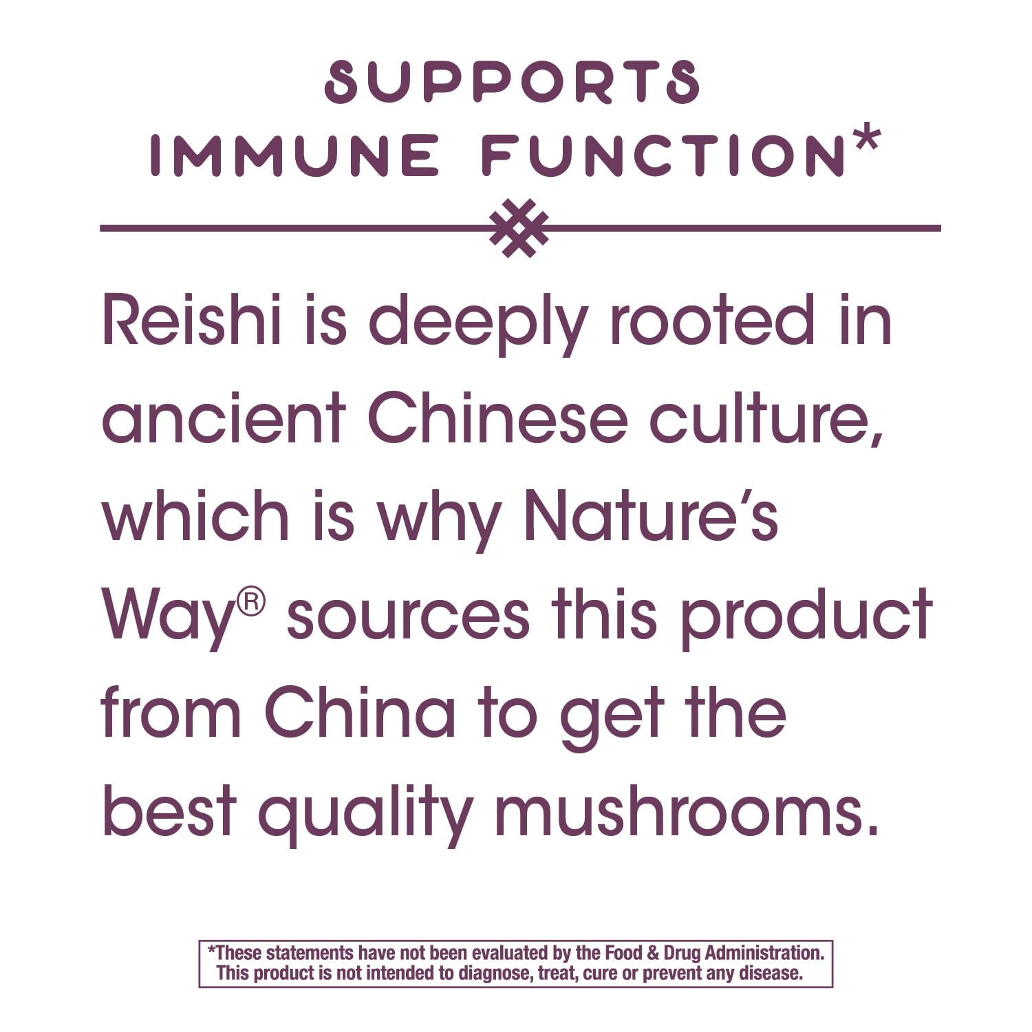 Supplement facts panel on Nature's Way Reishi packaging