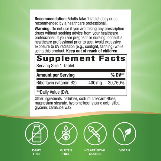 Nature's Way Riboflavin B2 packaging may vary
