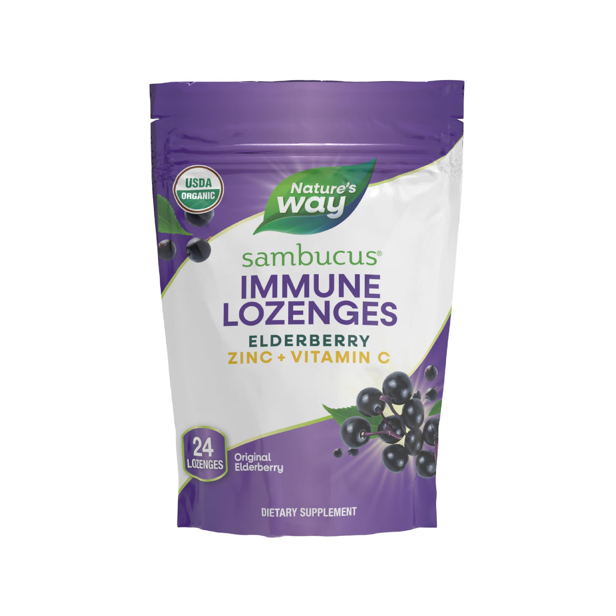Front view of Nature's Way Sambucus Immune Lozenges packaging