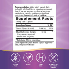 Close-up of Vitamin C capsule with Citrus Bioflavonoid Complex