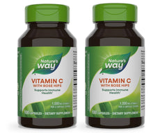 Nature's Way Vitamin C with Rose Hips bottle and capsules