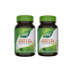 Front view of Nature's Way Youthful You DHEA 5 mg 2-pack bottle