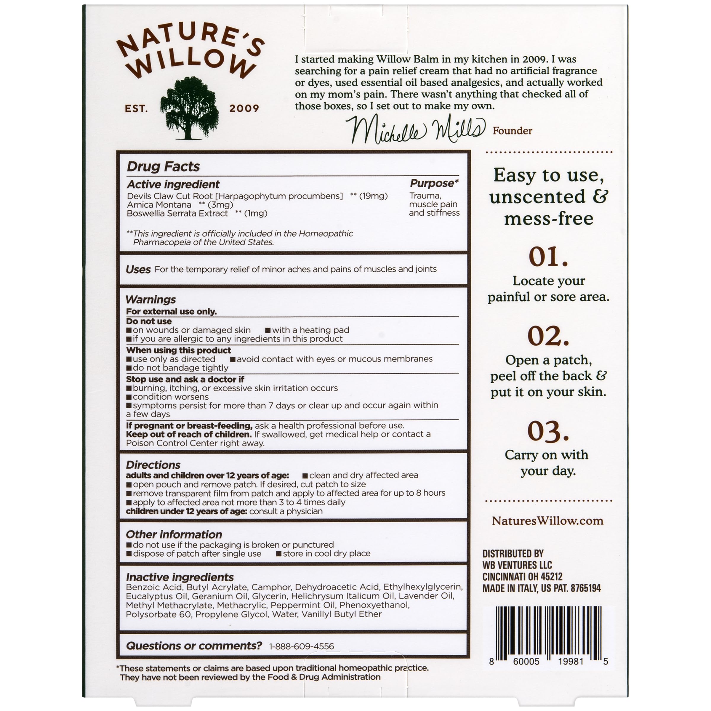 Nature's Willow Relief Patch on skin, gentle for daily wear