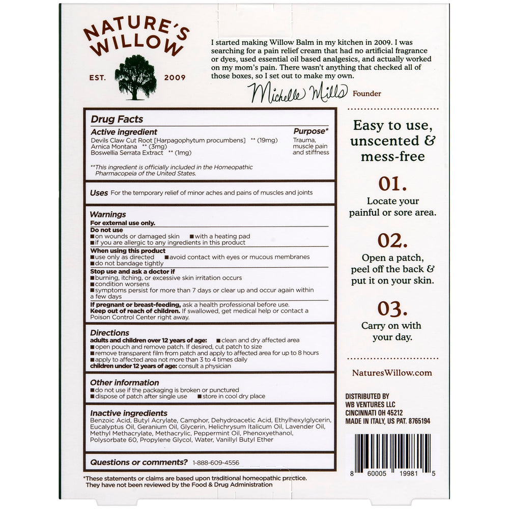 Nature's Willow Relief Patch on skin, gentle for daily wear
