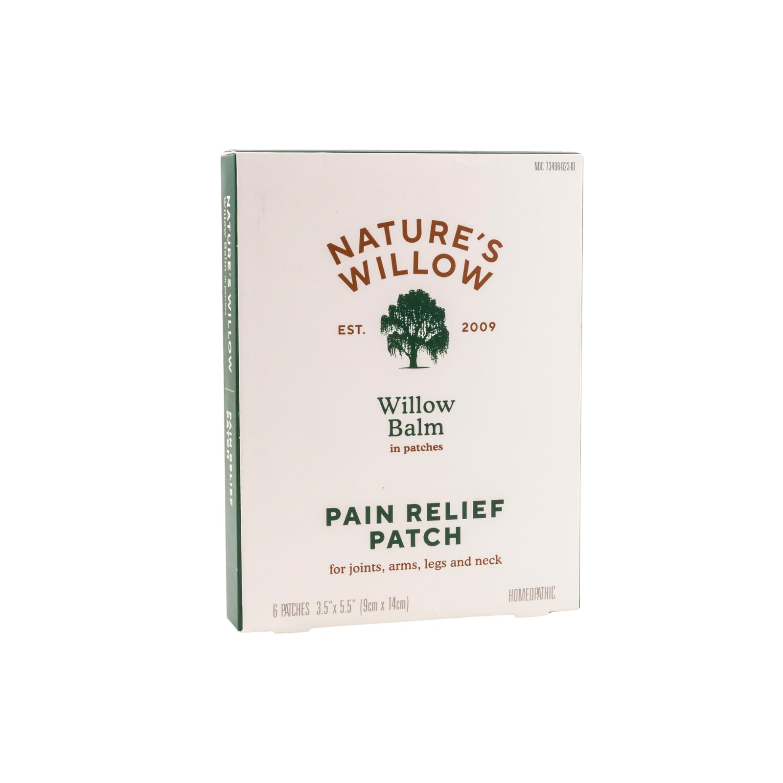 Nature's Willow Relief Patches packaging front highlights plant-based formula