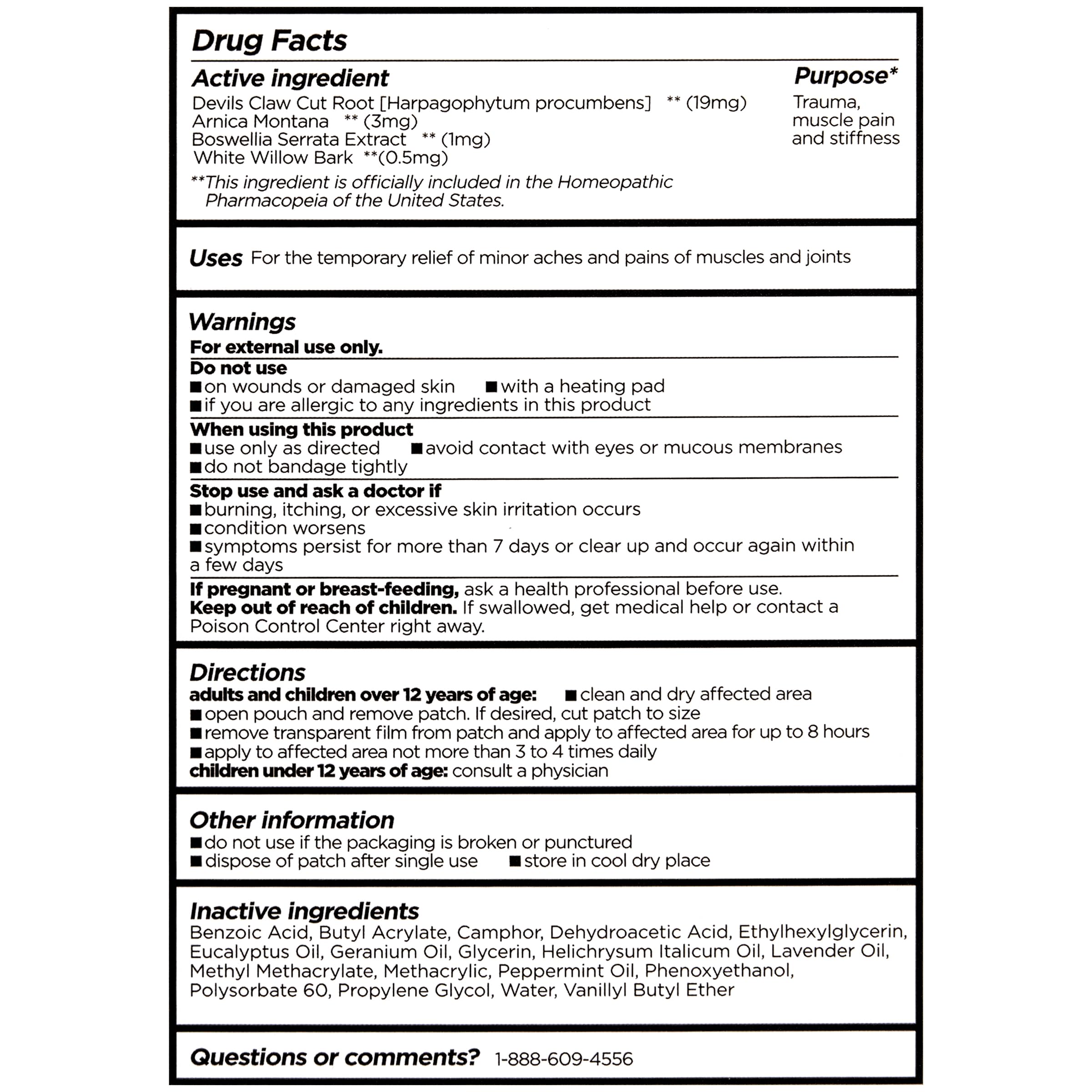 Nature's Willow Relief Patches label shows parabens-free and fragrance-free