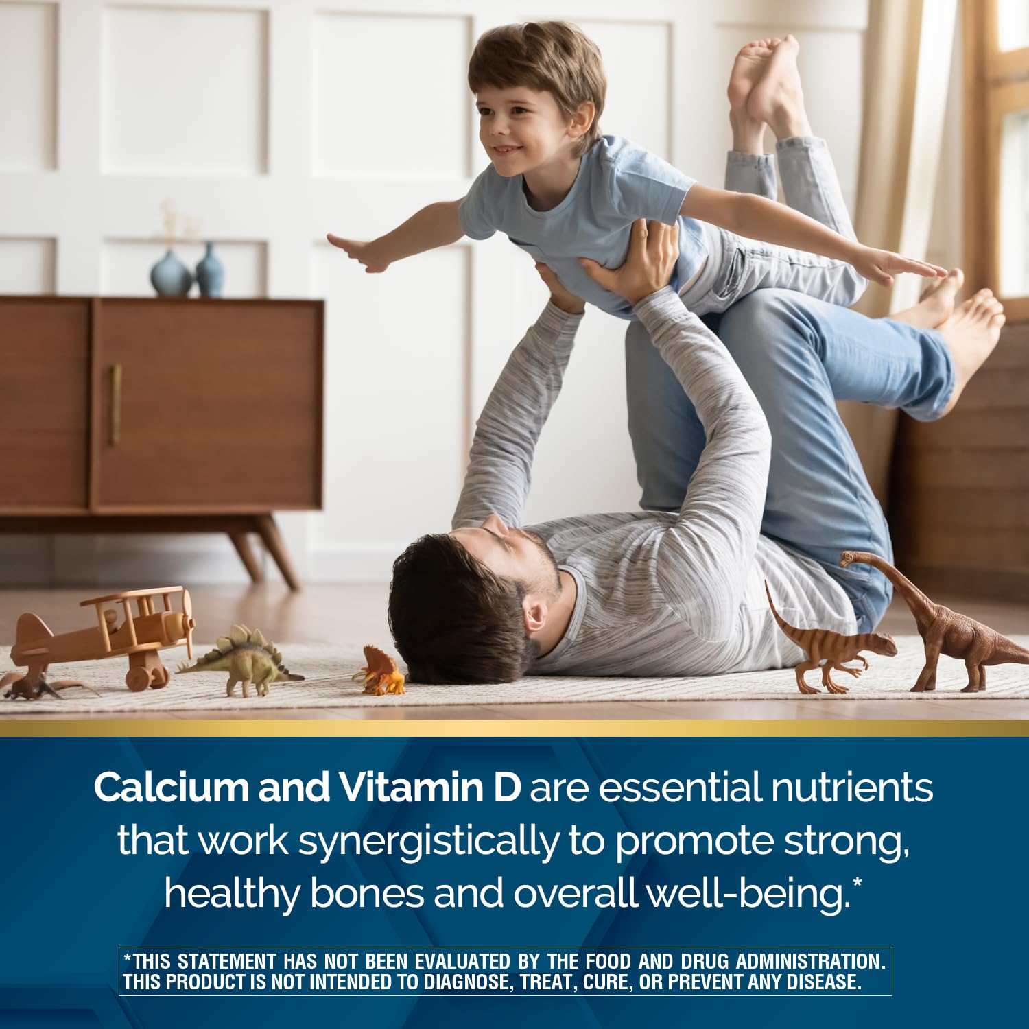 Calcium plus Vitamin D3 bottle label with essential nutrients