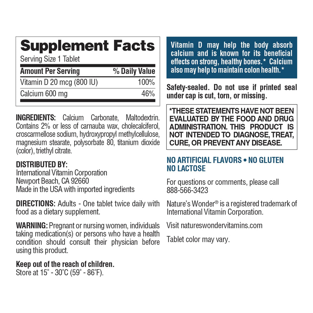 Close-up of Vitamin D3 20 mcg on bottle label