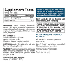 Close-up of Vitamin D3 20 mcg on bottle label