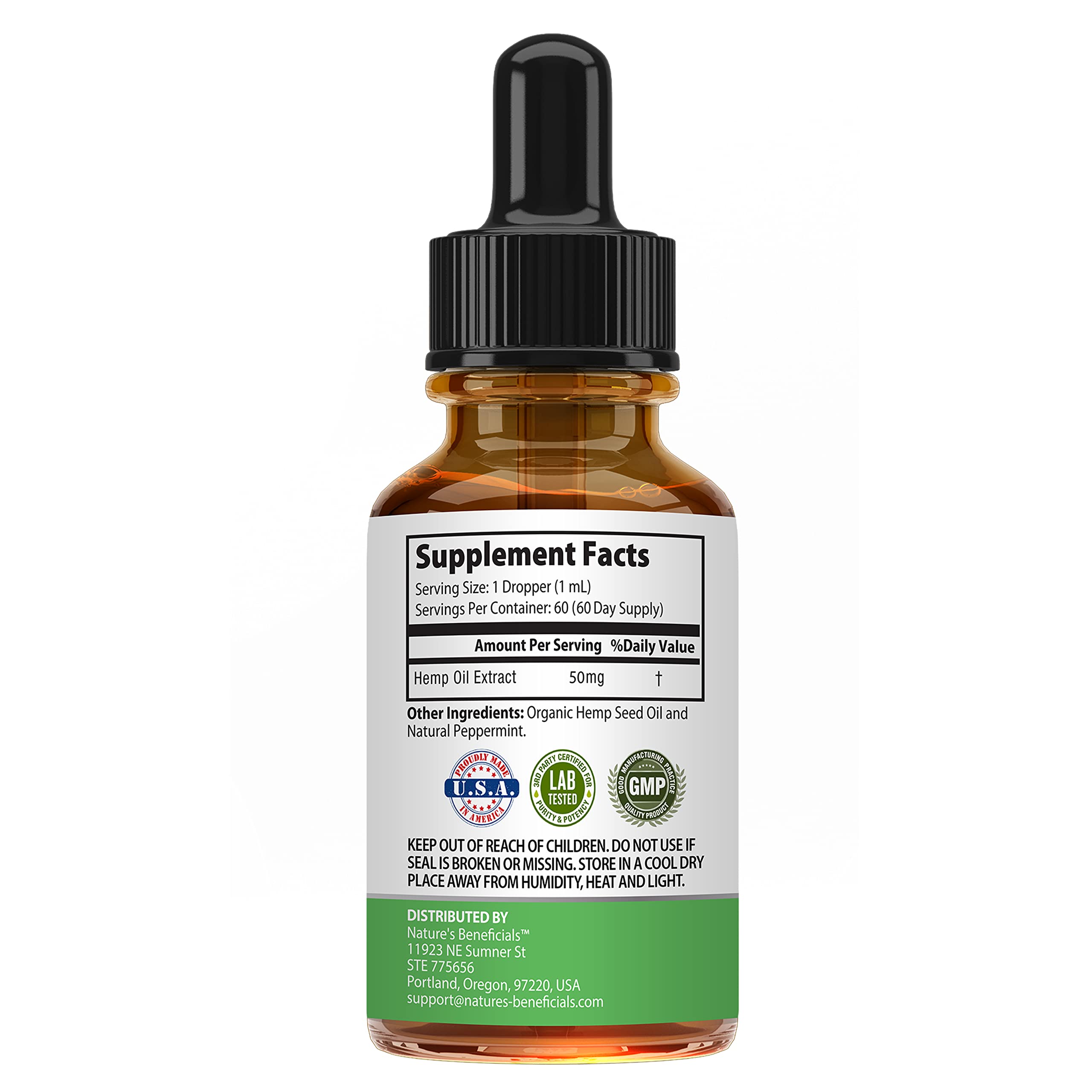 Peppermint mint flavored hemp oil with organic hemp seed oil